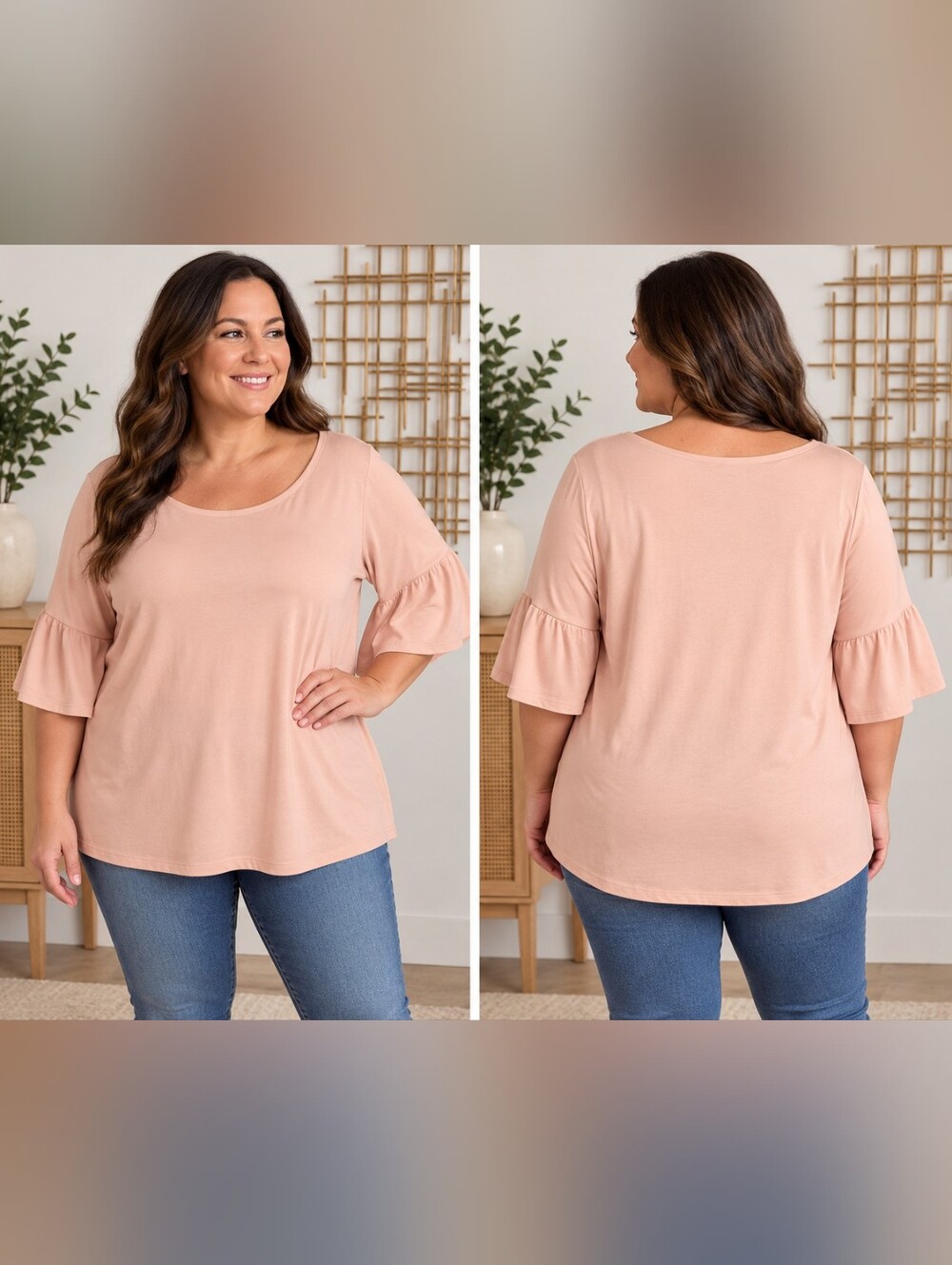 Lane Bryant 22/24 Blush Bell-Sleeve Top